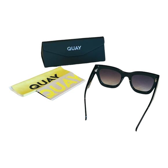 NEW Quay Australia By The Way Women\'s SUNGLASSES Black Gold Oversized Square main image 8